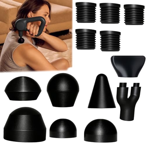 TruviaCore Replacement Massage Head Attachments Compatible with Relief Percussion Device Accessories for Personal Use (Black)