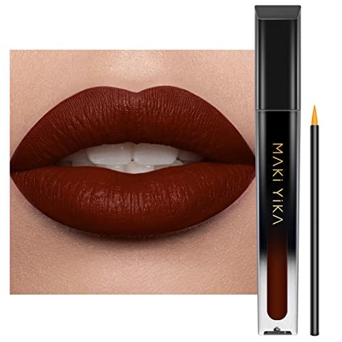 Maki Yika Burgundy Red Lipstick Matte Long Lasting Smudge Proof, Red Liquid Lipstick For Christmas, Dark Red Lip Stain Waterproof & Cruelty Free | Party Go #TOP24