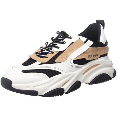 Steve Madden Women's Possession Sneaker, Black/Tan, 7 Cover