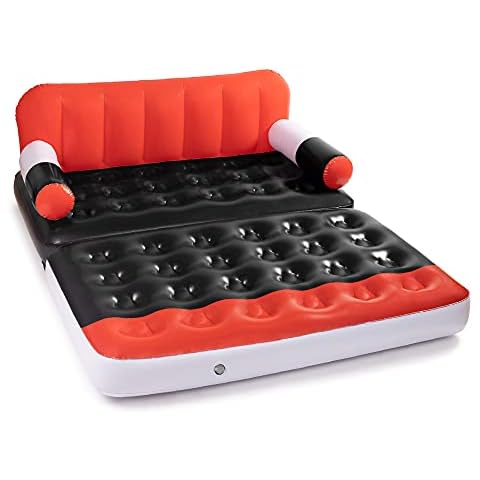 Suntan Pool | Luxury Pool Float | Inflatable Poolside Couch | 2 in 1 Pool Float with Foldable Couch | Doubles as an Air Bed | Portable Camping Couch Cover