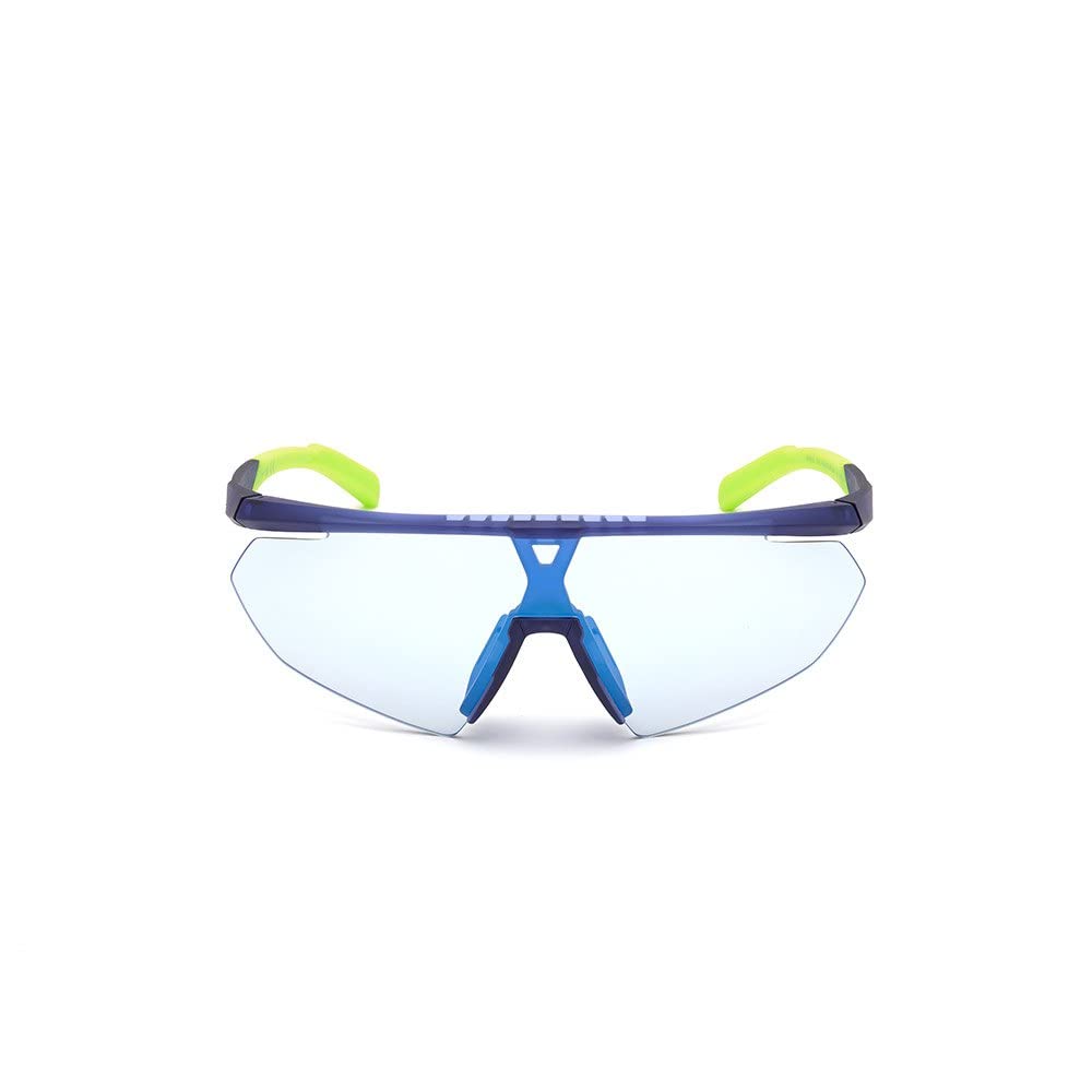 adidas Sport SP0015 Herren-Sonnenbrille, Schlanke und Leichte Sport-Sonnenbrille, Masken-Form, Photochromatisch Blau-Verspiegeltes Glas, Mattblau