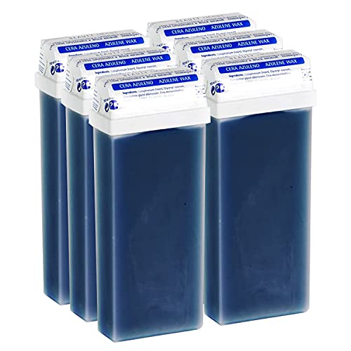 Beauty Image - Cera Depilatoria Roll On - Cera Tibia de Resinas Naturales de Pino con Azuleno - Baja Temperatura - Para Pieles Sensibles - Facial y Corporal - 110ml - Pack 6 Cartuchos