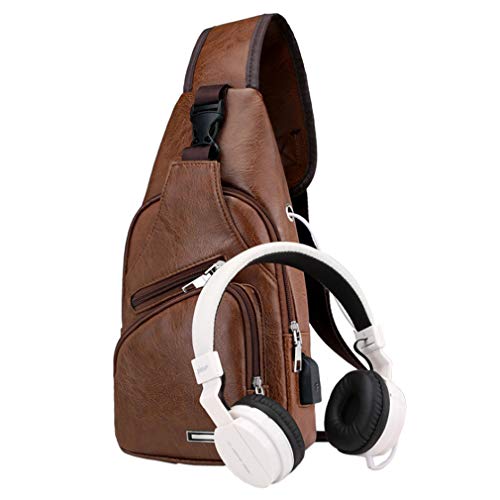 Hebetag Leather Sling Bag Crossbody Backpack for Men Women Travel Outdoor Camping4