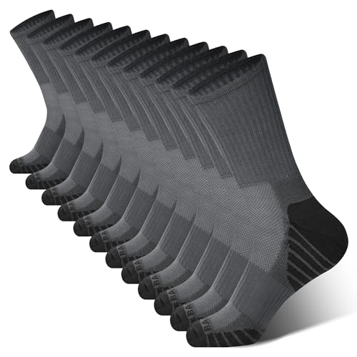 BAMBOO COOL Men's Crew Socks Athletic Running Sports Socks, Cushioned