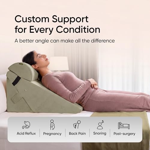 Image of Frido Adjustable Wedge Max Cushion, 12-Way Adjustable Pregnancy Pillow & Leg Elevation Pillow, Relieves Neck, Back & Shoulder Pain, Great for Reading, Sleeping & Relaxing | Sage Green