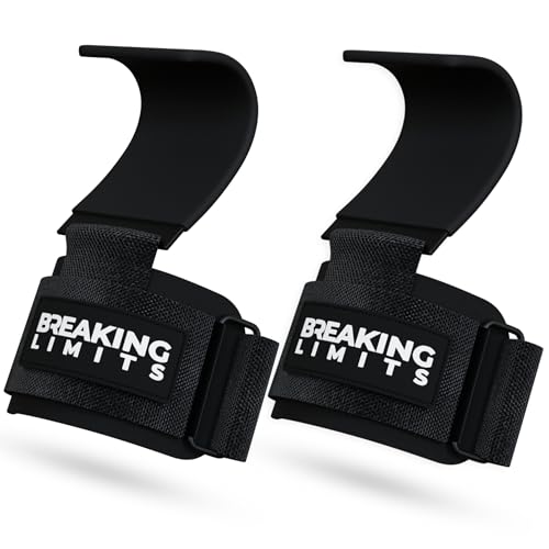 Breaking Limits Lifting Hooks for Weight Lifting (Pair) - Wrist Hooks for Weightlifting, Gym, Deadlifts & Pull-Ups– Hook Lifting Straps - Hook Grips for Men & Women