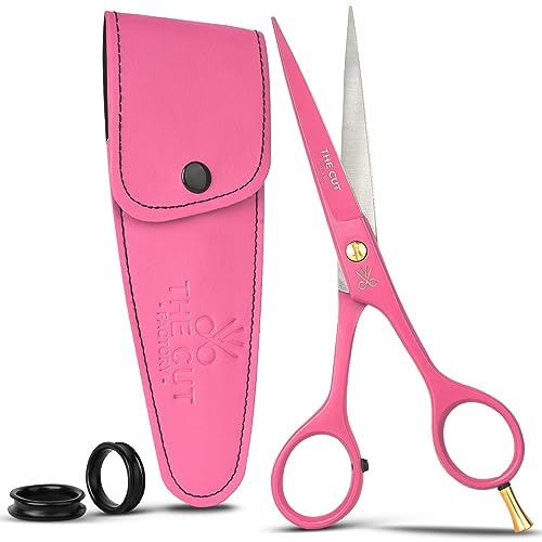 The Cut Factory- Hair Scissors and Barber Scissors Professional- 6 iches Finest Stainless Steel Hair Cutting Scissors with Smooth Razor Edge Blades -Use for Salon & Personal Use (Pink)