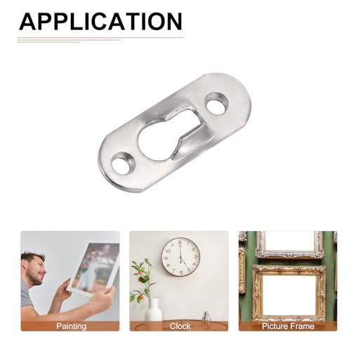 Image of DTGN 37 x 14mm Keyhole Hanging Plate Single Hole Hook with Screws - 20Pcs - Good for Hanging Paintings Picture - Frame Hook Photos - Silver