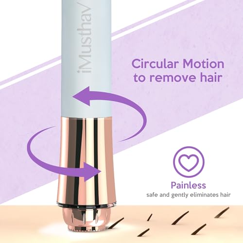 Facial Hair Removal for Women, Painless & Flawless Electric Face Hair Remover, Face Shaver Razor & Trimmer for Upper Lip, Chin & Peach Fuzz, 18K Gold-Plated / 360° LED Light/Floating Head Blade — view 5