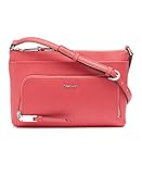 Calvin Klein Damen Lily Saffiano Leather Top Zip Crossbody Umhängetasche, Wassermelone, Einheitsgröße