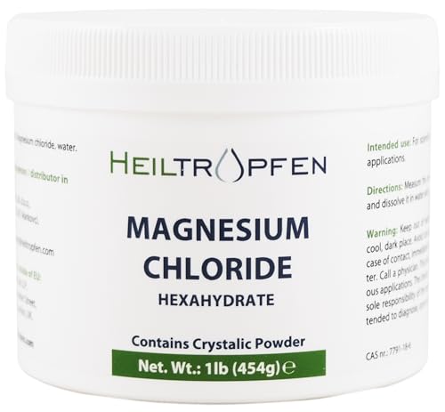 Image of Magnesium Chloride 1 Pound | Hexahydrate | Ingredients in Pharmaceutical Grade | Crystal Powder | Third-Party Tested | Heiltropfen®