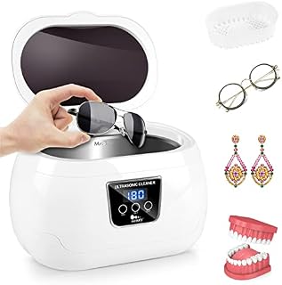 himaly Ultrasonic Jewellery Cleaner Sonic Cleaner for Jewellery Solution Sonic Jewellery Cleaner Machine with Basket Cleaning Stand for Jewelry Ring Earring Necklace Glasses Watch Coins Dentures