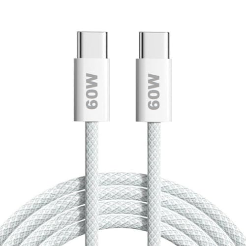 Image of 60W USB C to USB C Cable (3ft, White) - Fast Charging for iPhone 15 Pro Max, iPad Pro, MacBook Pro and More (1 Pack)