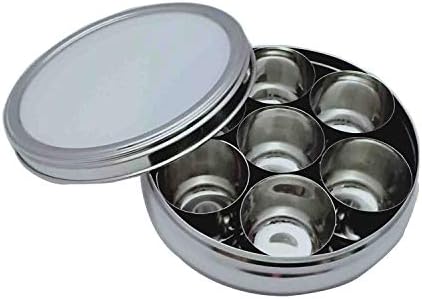 Doorzichtige kruidencontainer Masala Dabba met 7 compartimenten en 7