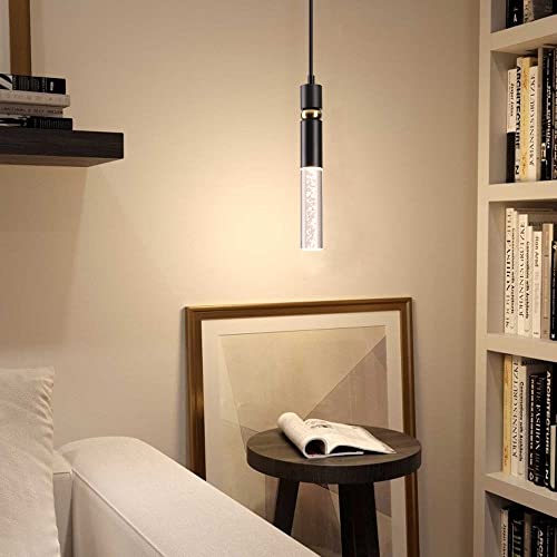 Krasty Modern 3 Pack Kitchen Island Pendant Lights, Led Bar Crystal Black Gold Mini Pendant Light Fixture Bedroom Bedside Table Living Room,Bubble Crystal 3000K Small Pendant Light #TOP1