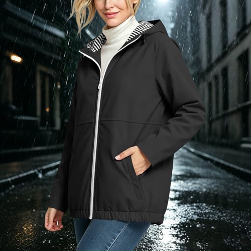 Chaqueta impermeable mujer con capucha cortavientos ligera running 2
