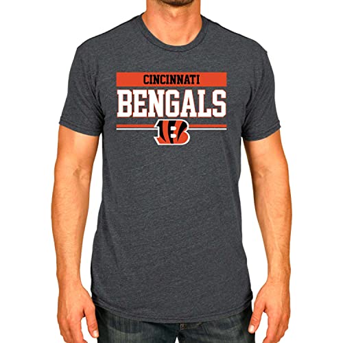 [Heywood] Team Fan Apparel NFL Short Sleeve Charcoal T Shirt, Adult Sports Tee, Team Gear for Men and Women (Cincinnati Bengals 