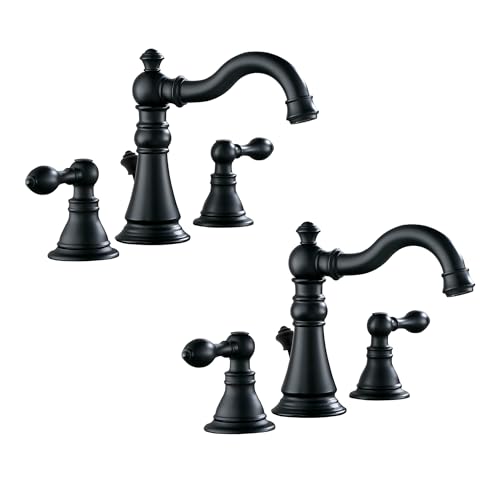 Matte Black 2-Handle 8 Inch Widespread Bathroom Faucet 3 Holes,2 Pack
