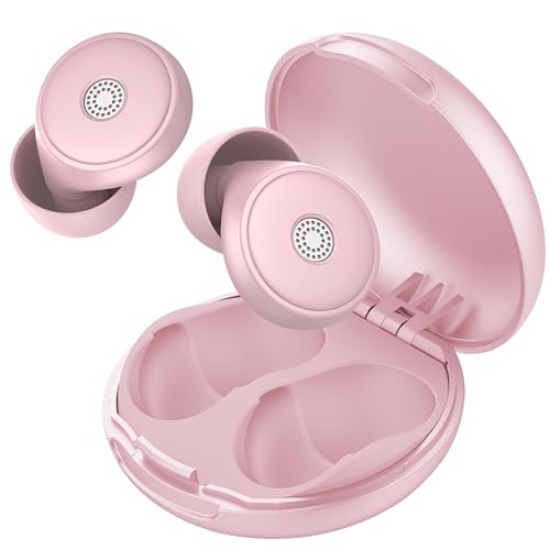Tapones Oídos Ruido Dormir -45 dB, Tapones de silicona blandos y reutilizables con 8 tapones y bolsa de transporte, para dormir, conciertos, trabajar, estudiar, viajar (Rosa)