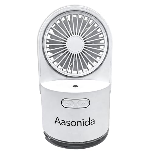 Ventilador de escritorio USB con pulverizador, ventilador de escritorio portátil de 3 velocidades, humidificador pequeño de 2 pulverizaciones, mini ventilador de ajuste con tanque de agua de 300 ml