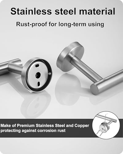 Bathroom Hardware Set Brushed Nickel, 14 Pieces Bathroom Accessories Set 2pcs 16 Inch Towel Bar,2 pcs Toilet Paper Holders, and 2 pcs Towel Ring and 8 Robe Hooks - Image 4