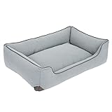 Modern Living Hundebett Skara | Bequemes Bett für mittelgroße bis große Hunde | Dickes Kissen mit Memory-Foam-Flocken für maximalen Schlafkomfort (hellgrau, M - 100x70x21cm)