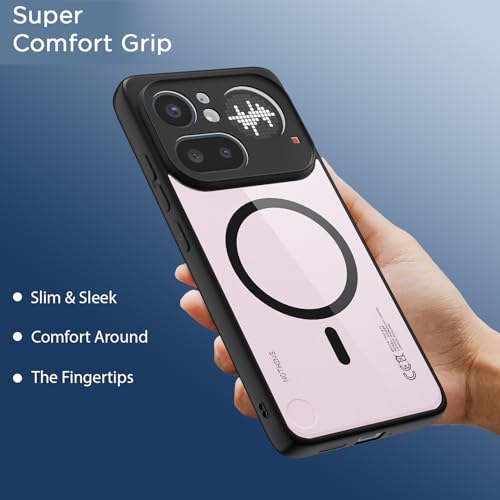 Image of Pikkme Back Cover for Nothing Phone 4a Pro 5G Compatible with Mag-Safe | Shockproof Design | Hard Transparent Back Case (Black Mag-Safe)