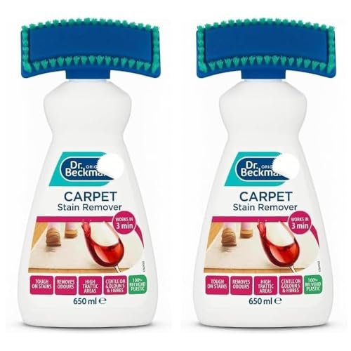 ZOPPER 2 x Carpet Stain Remover with Cleaning Brush 650ml – Works in 3 mins – Oxy-Powered Fast-Acting Deep Cleaner for Old Stains & Odours – Colour and Fabric Safe, Pet Friendly