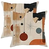 Set di 2 federe per cuscini natalizi Mid Century con palline di Natale, 14x14 cm, morbide federe per cuscini natalizi vintage minimaliste con cerniera, decorazioni natalizie per divano, soggiorno, ve