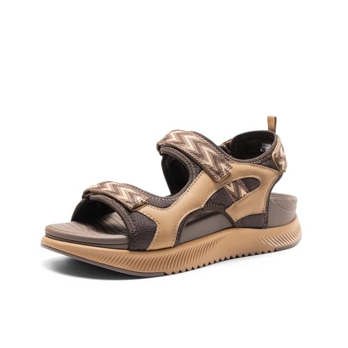 DREAM PAIRS Women's Walking Sandals Arch Support Orthopedic Recovery Hiking Sandals Thick Athletic Cushion Adjustable Strap for Plantar Fasciitis 6 Brown
