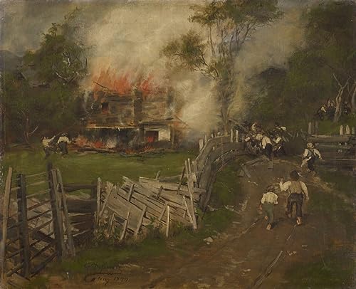 Toile le Burning Seppenhaus à Reith von Defregger pour habiller un grand mur vide 60x90cm
