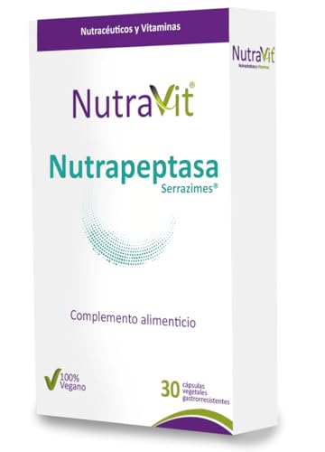 NUTRAPEPTASA SERRAZIME NUTRAVIT | Potente antiinflamatorio | Complemento alimenticio a base de enzimas patentadas (Serrazimes®) | 100% Vegano | 30 Cápsulas Vegetales