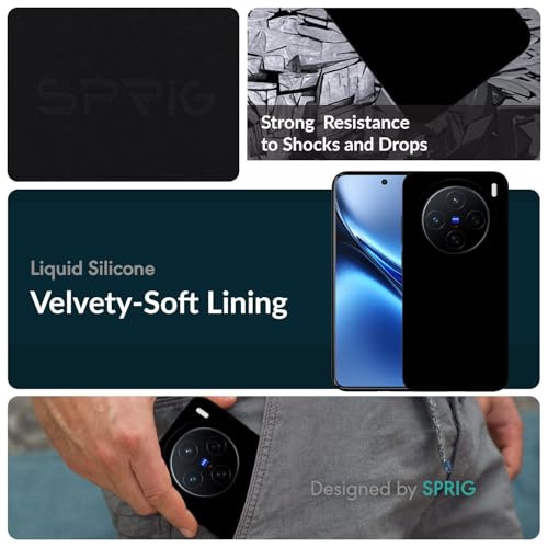 Image of SPRIG Compatible with Vivo X200 5G Premium SilkTone Back Cover Drop Tested Shock Proof Mobile Case for Men, Women, Boys and Girls with Camera Protection (Black)
