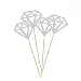 ULTNICE Diamond Cake Topper Cupcake Picks Wedding Party Decoration 50pcs (Glitter Silver)