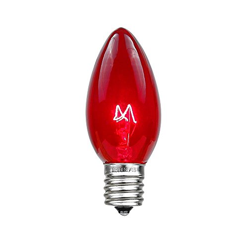 Novelty Lights Incandescent Christmas Replacement Bulbs - Indoor/Outdoor Individual Bulbs for Christmas Tree Display & More - C9/E17 Intermediate Base 7 Watt Lights (Red 25 Pack)