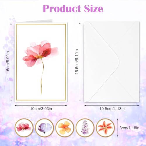 Blank Cards, 30 Pack Greet Cards, Blank Card And Envelopes Elegant Blank Note Perfect Stationary Set 5 Assorted Floral Designs For Thank You Wedding Invitations Birthday - 3