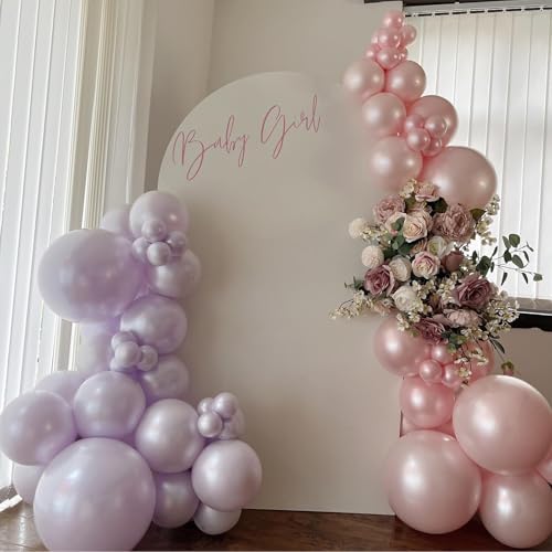 Image of 108Pcs Double Stuffed Pearl Pink Balloon Garland Arch Kit