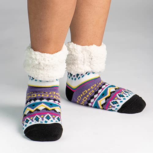 Image of Pudus Cozy Winter Slipper Socks Women & Men w Non-Slip Grippers Faux Fur Sherpa