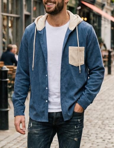 Image of ZAFUL Men's Shacket Aztec Print Shirt Jacket Flannel Button Up Turndown Collar Overshirt Chest Pocket Button Flap Thick Shirt