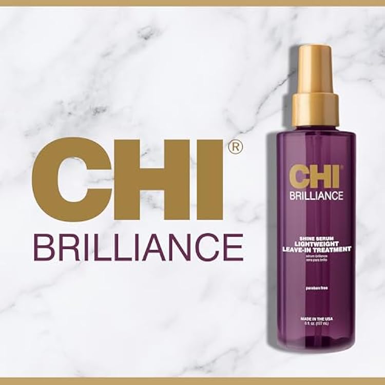 CHI Brilliance Shine Serum Lightweight Leave-In Treatment, Provides Superior Smoothness & Manageability, Sulfate, Paraben, Cruelty-Free, 6 Oz