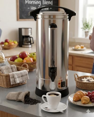 Image of Garvee 110 Cup Commercial Coffee Maker 16 L, Large Capacity Coffee Urns with Double-wall 304 Stainless Steel, Quick Brewing Coffee Dispenser for Meeting Rooms and Other Large Gatherings