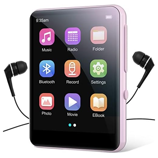 64GB Lettore Musicale MP3 con Bluetooth 5.0, Altoparlante HD Integrato, Suono HiFi, 2,4" Schermo Tattile, Radio FM, Line-in Registratore, E-book, Espandibile 128 GB TF
