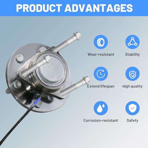 AZ-HAPPYMALL 6Pcs Front Wheel Hub Bearing Assembly Mounting Bolt Kit - Compatible with GMC Vehicles - Yukon 2000-2020, Sierra 1500 1999-2018, Safari 2003-2005, Replace# 15719028