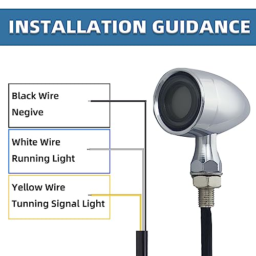 Image of Vintage Motorcycle Bullet Turn Signals LED Front Lights 2 PCS, 40 LEDs Switchback White Amber Light for Running Turn Blinkers Universal Fit Scooter Suzuki Yamaha Honda Harley Dyna Bobber-Chrome