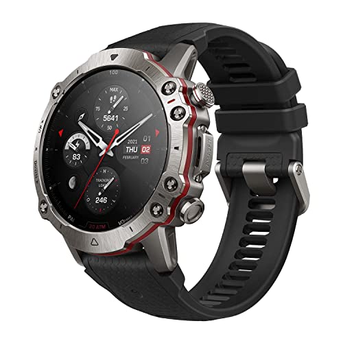 AMA’-zfit Falcon Smartwatch for Men, Premium Multisport GPS Smart Watch, Strength Training Watch, 150+ Sports Modes Titanium Supersonic Black Strap., 1.28