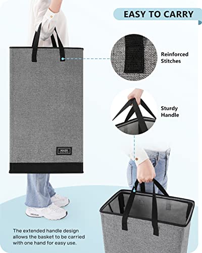 Soledi 70L Slim Laundry Hamper, Foldable Laundry Basket With Handle, Small Hampers For Clothes Carry And Move, Corner Narrow Laundry Hamper For Bedroom, Bathroom, Dorm, College. Grey #TOP3