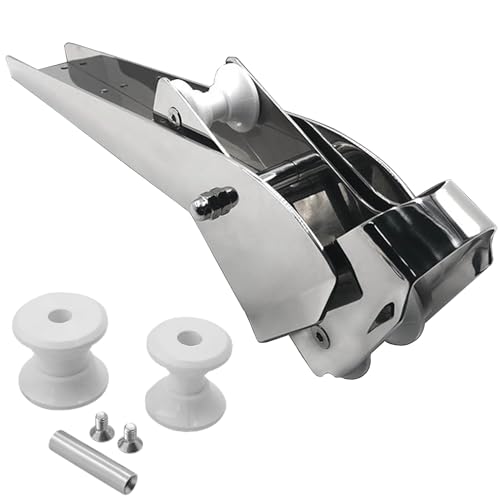 YANYUCB Bow Anchor Roller with pivoting Dual-Roller Stainless Steel 316 for 16.5 LB - 33 LB Anchor Pivoting Head Bow Rollers for Boats (Sloping Bottom)