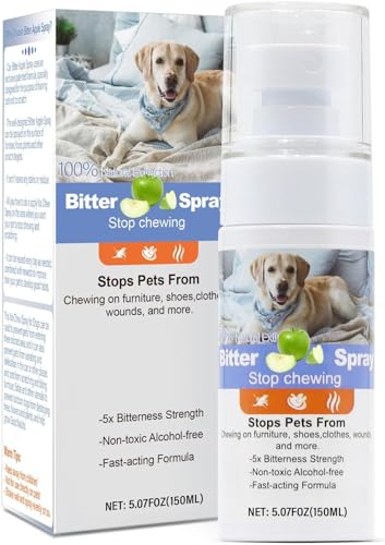 JAMBOS Effectively | Bitter Apple Spray for Dogs to Stop Chewing, NO Chew Spray for Dogs Protect The Safety of Furniture and Your Belongings, Prevent Licking Injuries (Blue, M)