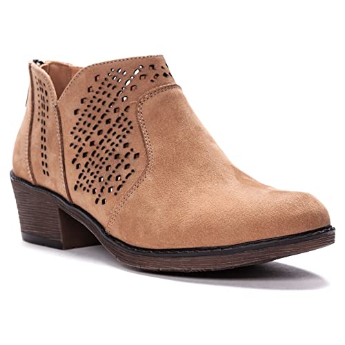 Women's Propet Remy Ankle Bootie Taupe Nubuck 9.5 W #TOP2