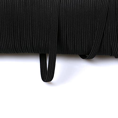 Top Hunter Black 70-Yards Length 1/4" Width Braided Elastic Cord/Elastic Band/Elastic Rope/Bungee/Black Heavy Stretch Knit Elastic Spool (Black) #TOP1